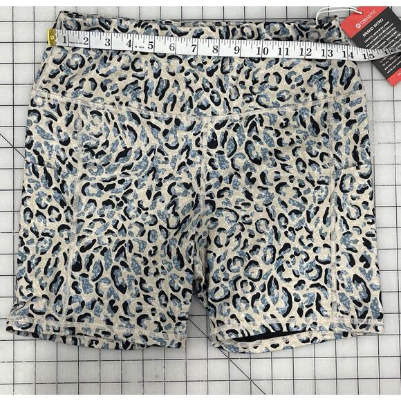 Omantic Athletic Shorts Large Biker Shorts Cheetah Print Cream R9 - Picture 6 of 8